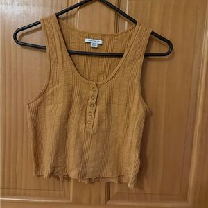 American Eagle Outfitters Women's Mustard Button Tank Top